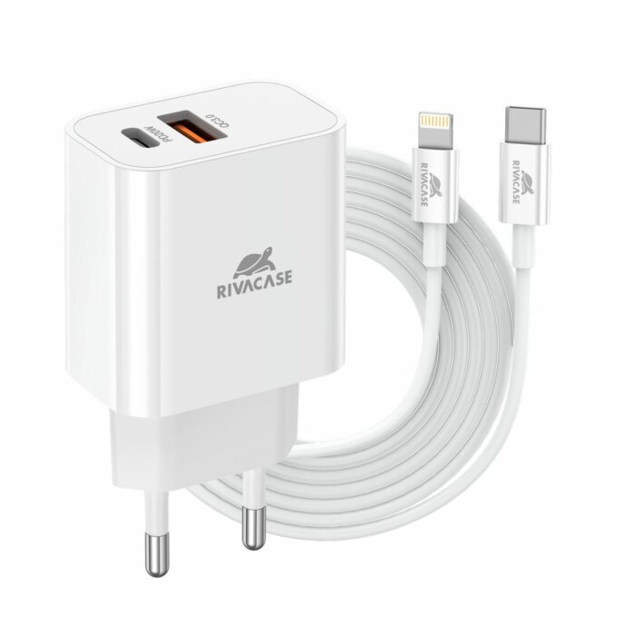 CARICATORE USB + USB-C 20 W<br>CAVO LIGHTNING COMPRESO